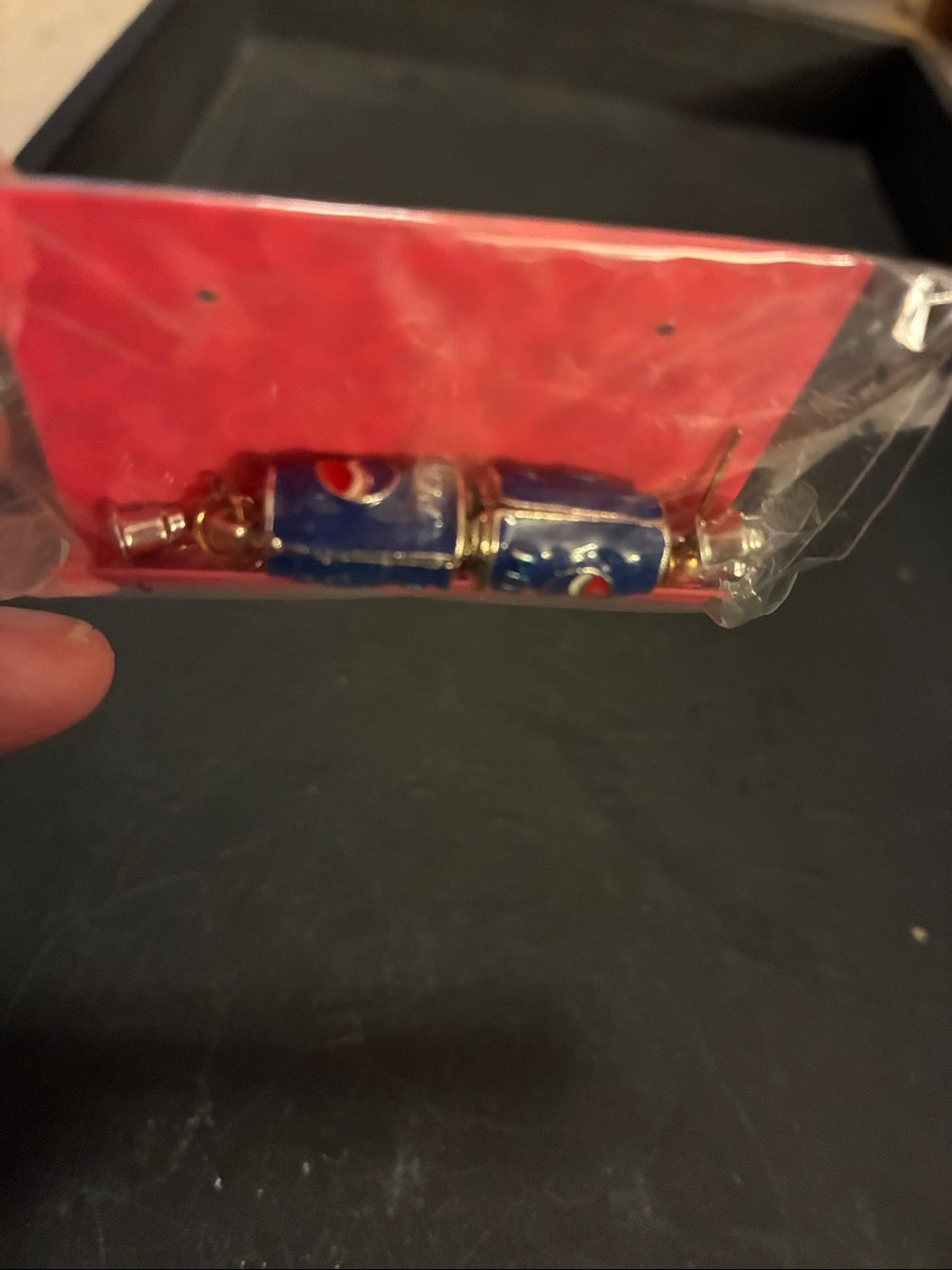 Pepsi Blue and Red Logo Cube. Stud Dangle Earrings - Picture 3 of 8